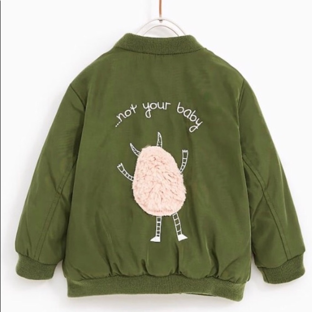 Bomber Jacket with Monster Appliqué.